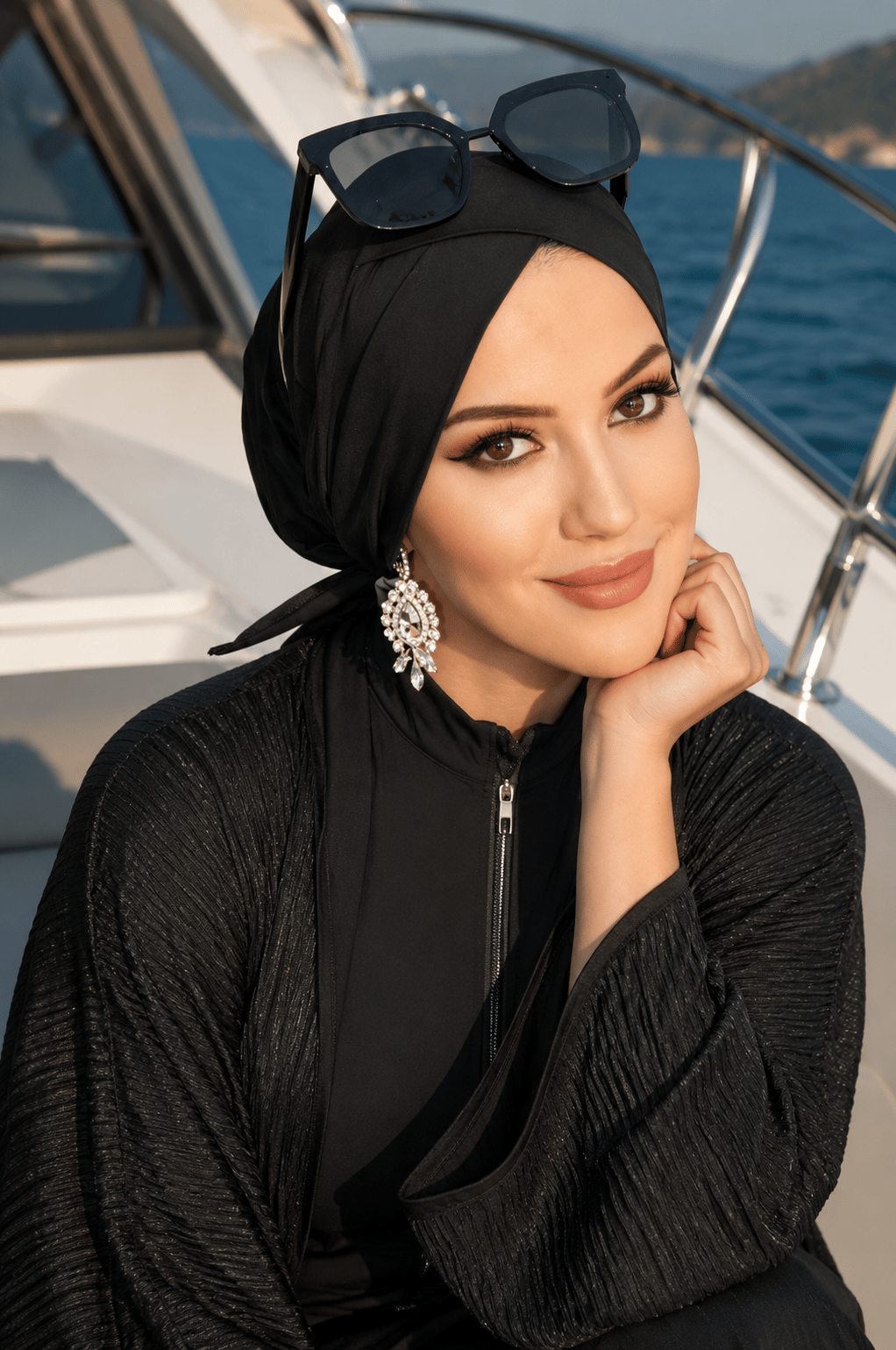Siyah Çapraz Deniz - Havuz Bonesi