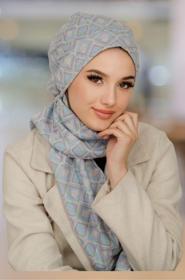 Siyah Çizgili Hazır Tesettür Bere