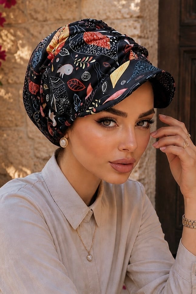 Siyah Desen Şapka Bone