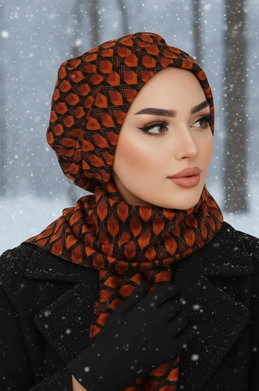 Siyah Taba Desenli Tesettür Bere