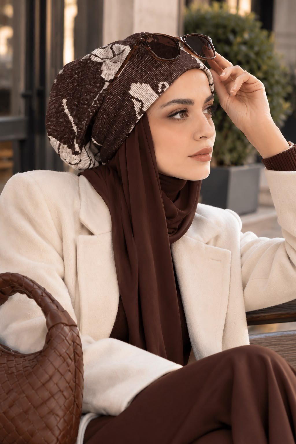 Siyah Yeşil Desen Tesettür Bere