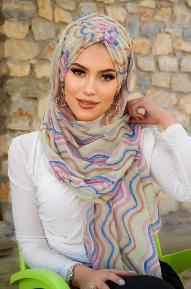 Soft Tonlamalı Geometrik Desen Hazır Şal