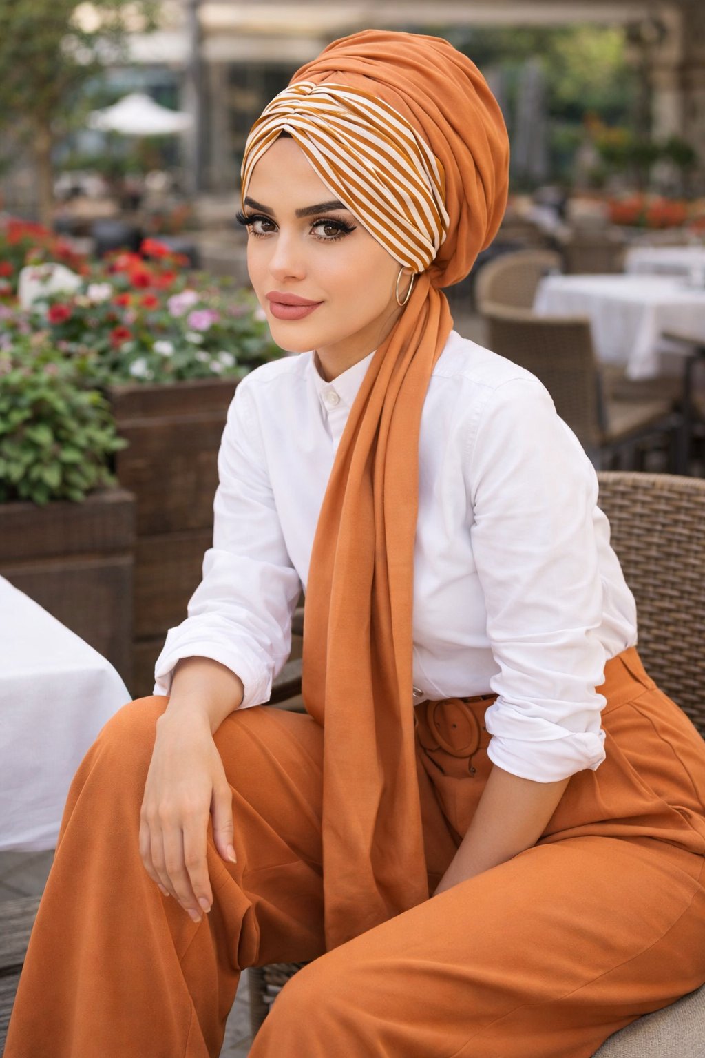 Taba Çizgi Desen Hazır Şal