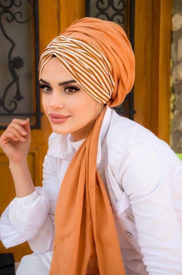 Taba Çizgi Desen Hazır Şal