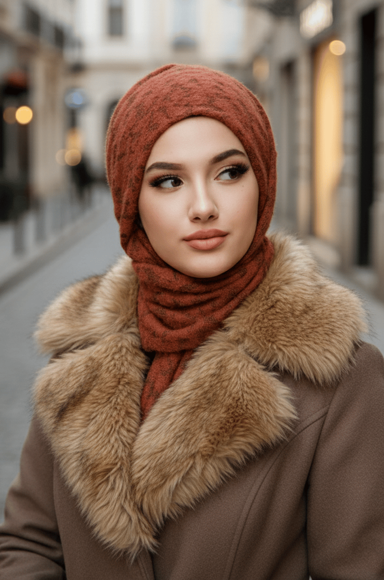 Taba Desenli Yumoş Kelebek Bone Şal