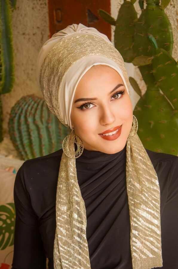 Taş Dore Desen Fularlı Bone