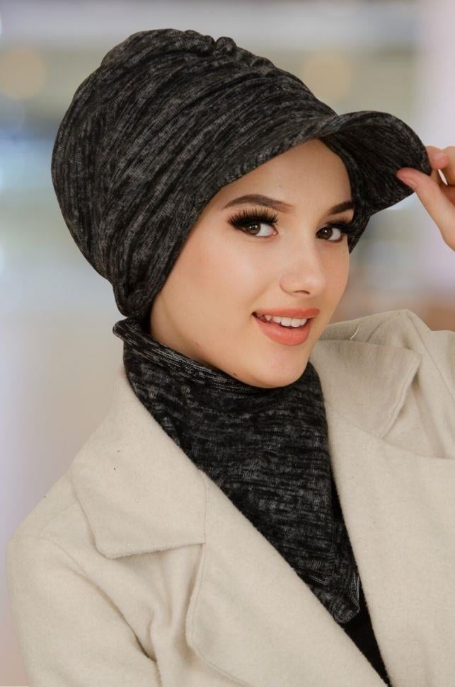 Vizon Atkılı Tesettür Şapka