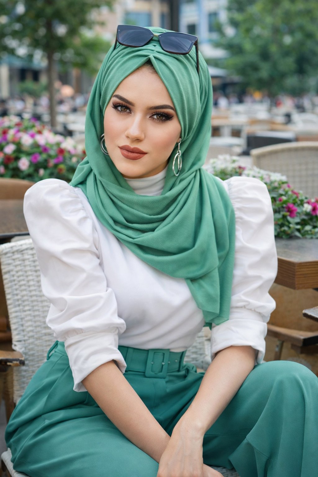 Yeşil Büzgülü Hazır Şal