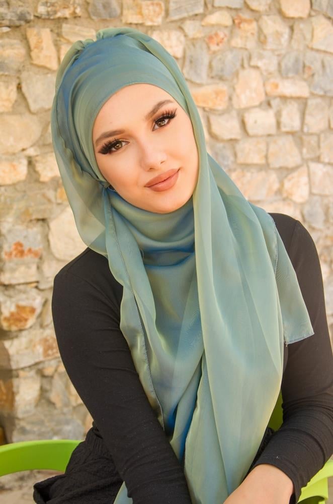 Yeşil Gold Janjan Şifon Abiye Şal