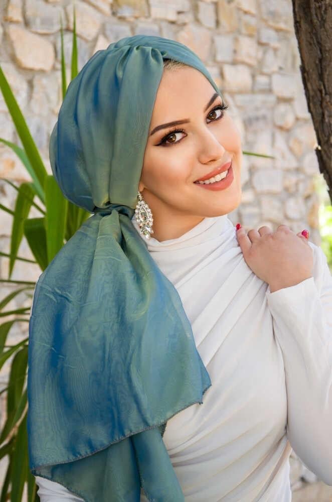 Yeşil Gold Janjan Şifon Tokalı Bone