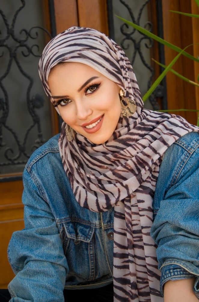 Zebra Desenli Bone Hazır Şal