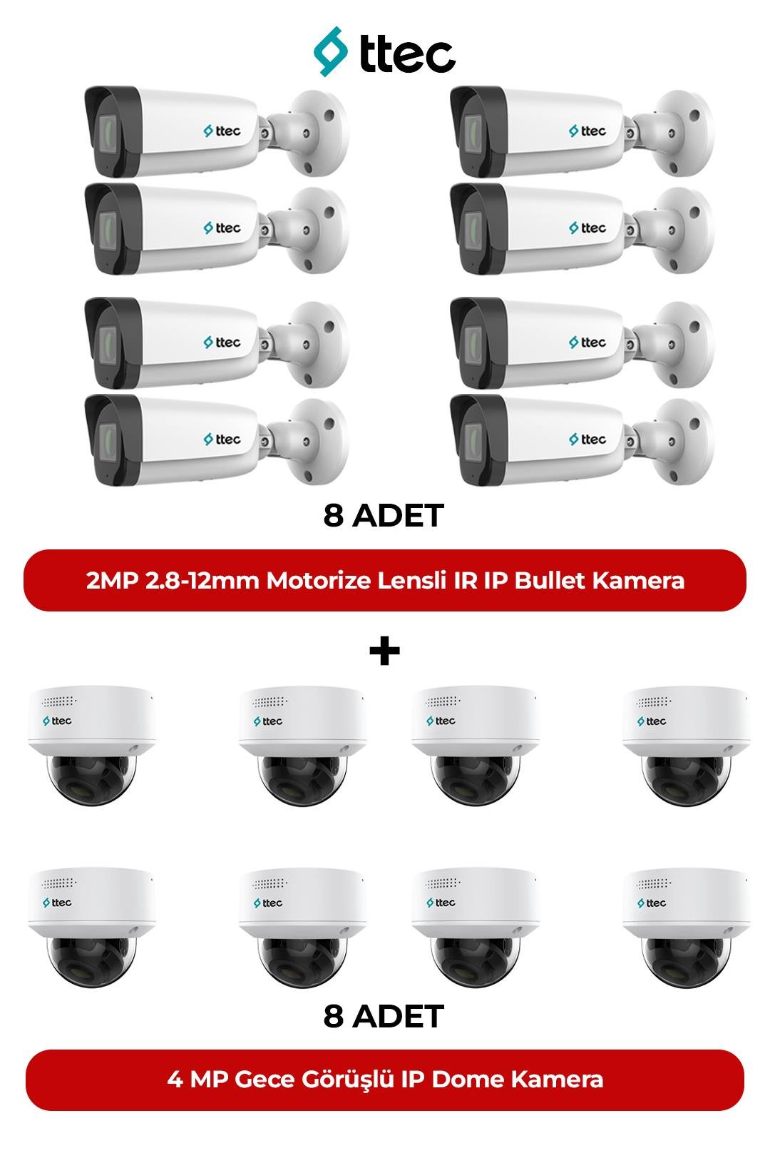 TTEC IPBP-2380L-MZ 16 Adet Ip Kamera Paket
