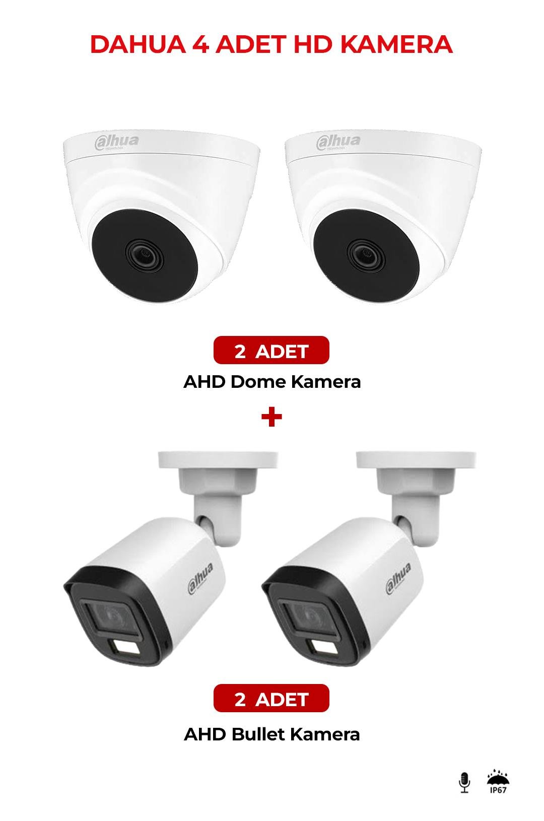 DAHUA HAC-T1A21P-U 4 Adet Hd Kamera Paket