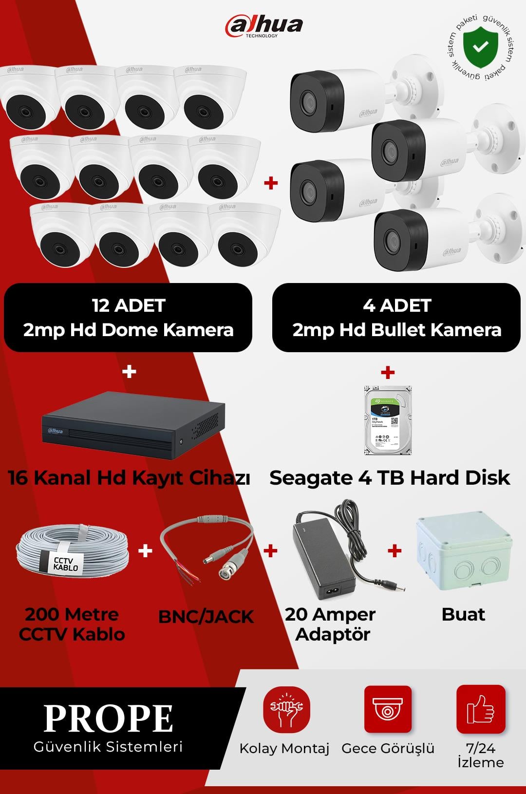 DAHUA PG-DH16C00001HD-FL16ST 16Kameralı Hd Full Sistem Paketi