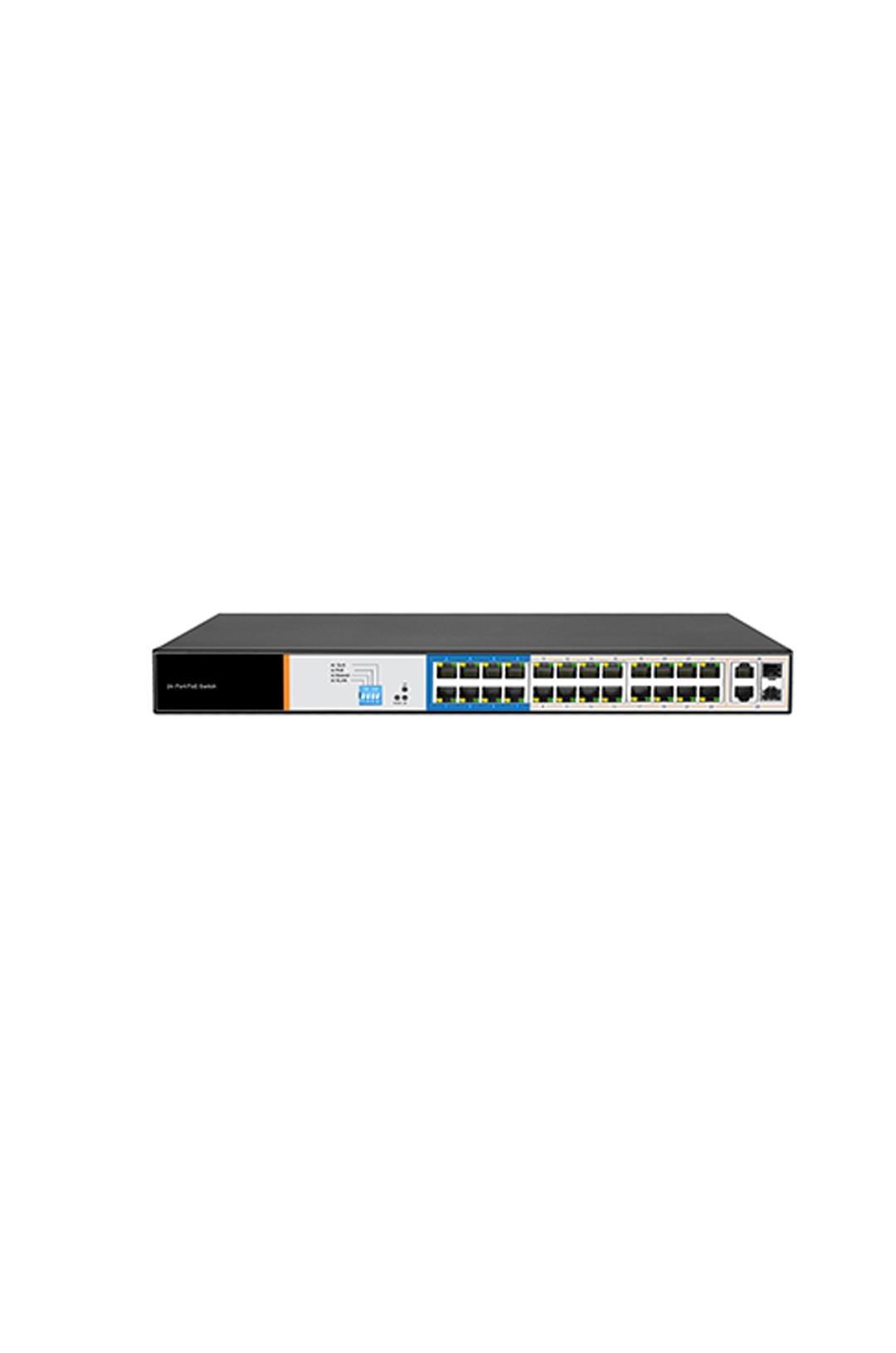 TIANDY PS-1024E-2G2SFP 24 Port Yönetilmeyen AI  PoE Switch  ( 24E +2G Uplink + 2G SFP )