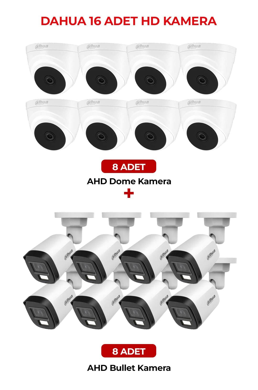 DAHUA HAC-T1A21P-U 16 Adet Hd Kamera Paket