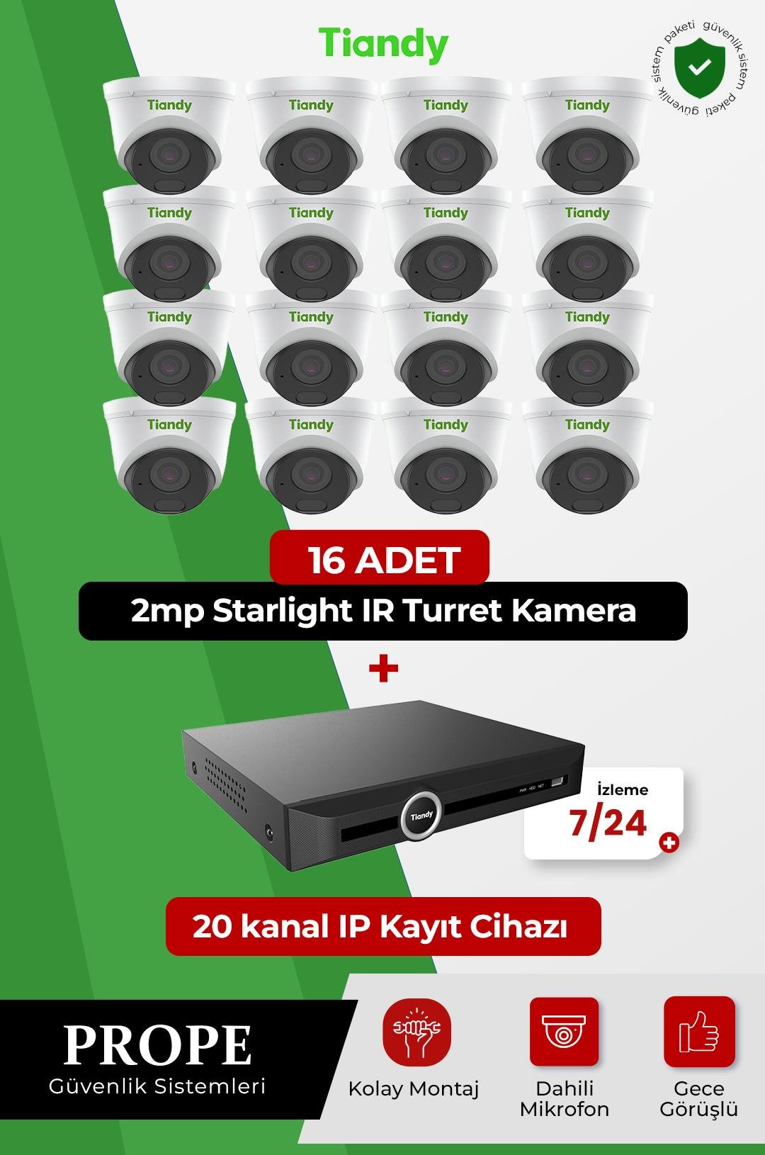 TIANDY PGI00016C01IP-I-TIA16ST 16 Kameralı Ip Sistem Paketi