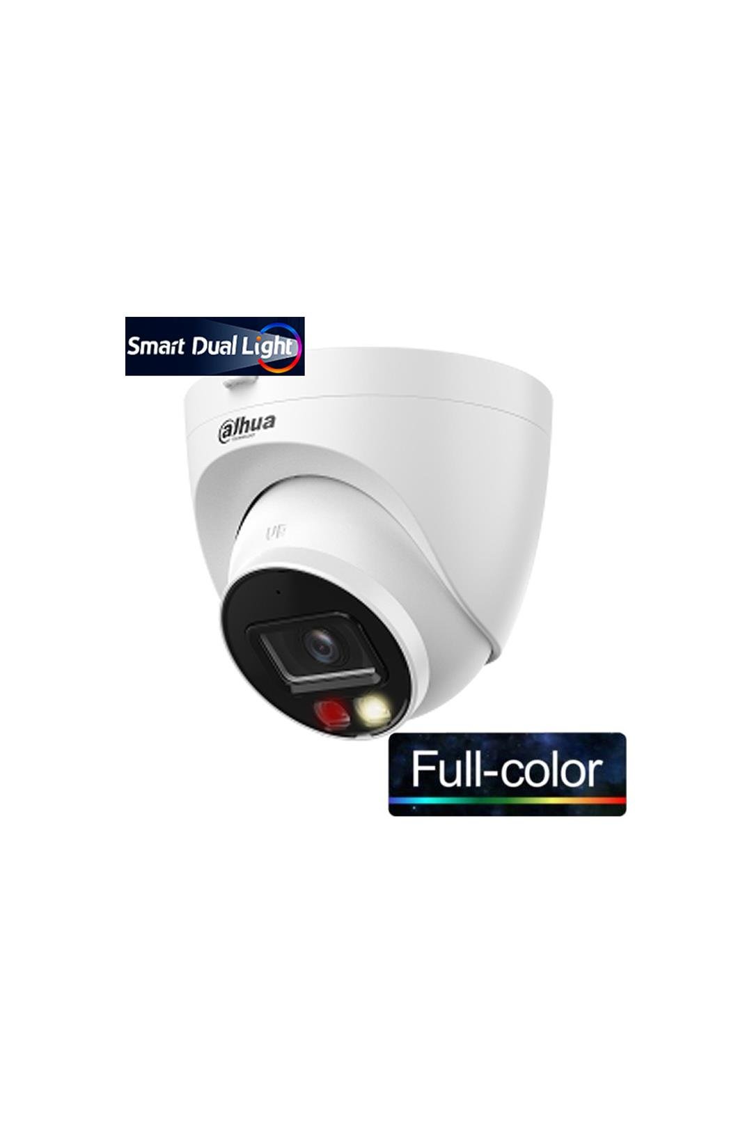 DAHUA IPC-HDW1249T-S-IL, 2Mpix, 2,8mm Lens, SD Kart, Smart Dual Light, H265+, 30Mt Gece Görüşü, Dahili Mikrofon, IP67, PoE Dome IP Kamera