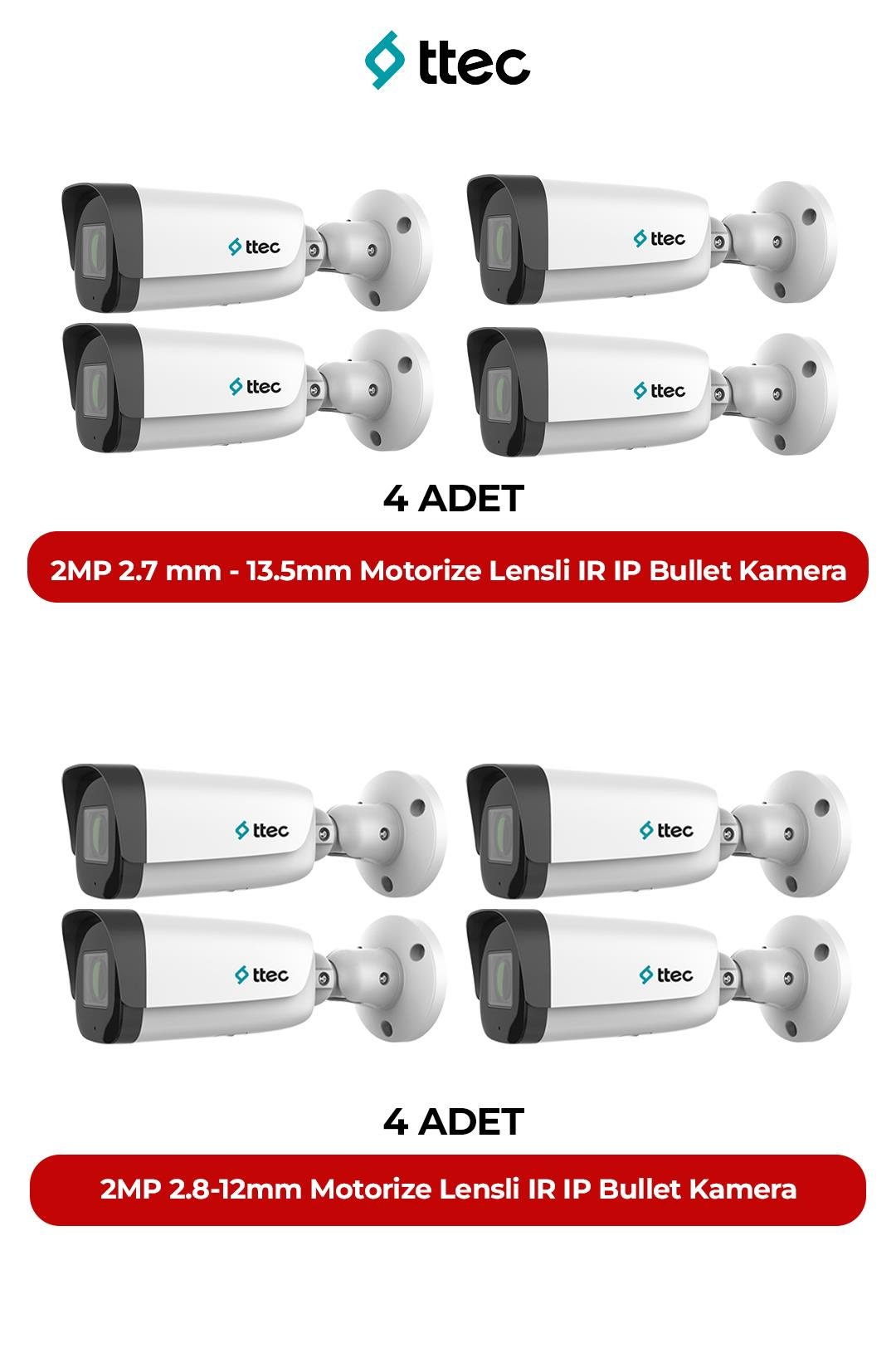 TTEC IPBM-2380L-WMASZ/S 8 Adet Ip Kamera Paket