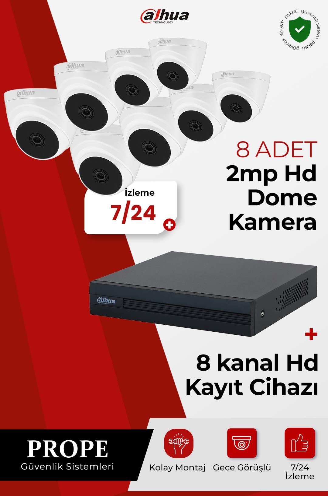 DAHUA PG-DH8C00001HD-08ST 8 Kameralı Hd Sistem Paketi