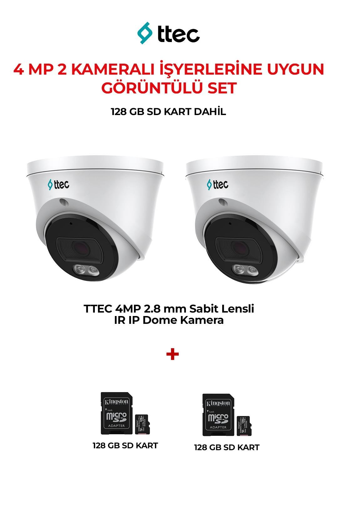 TTEC IPDP-4330M-WMS/SL 4mp 2 Kameralı İşyerlerine Uygun Görüntülü Set