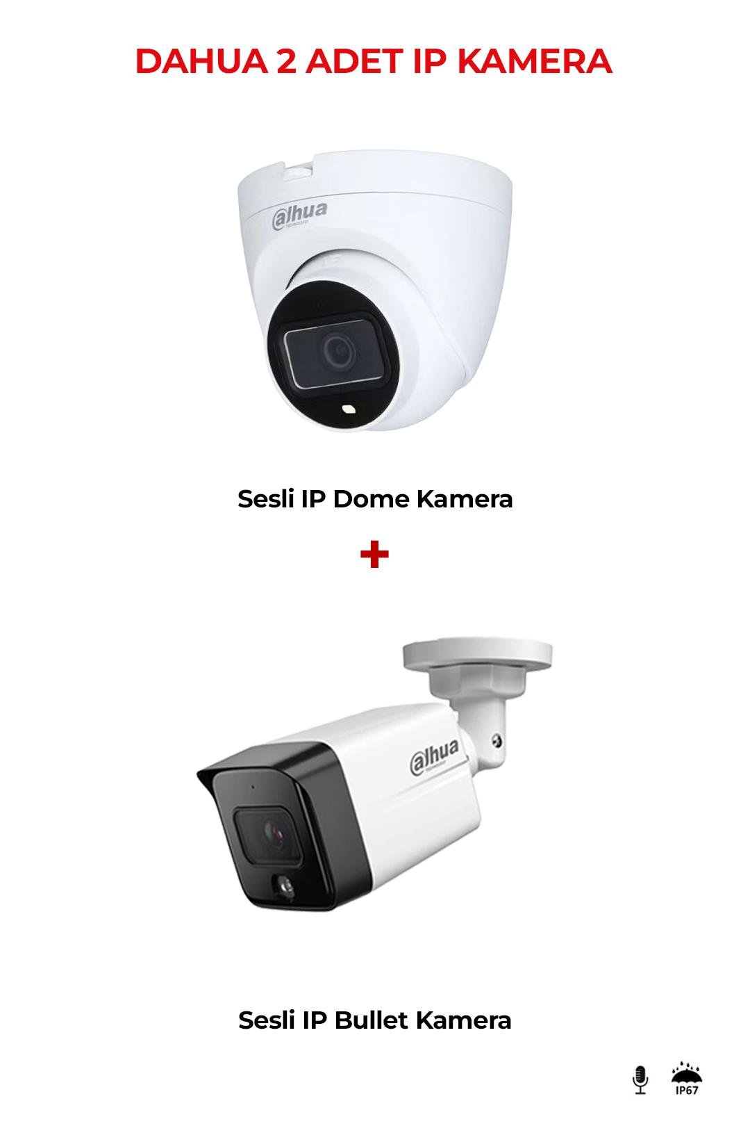 DAHUA IPC-HFW1230TC-SA 2 Adet Ip Kamera Paket 