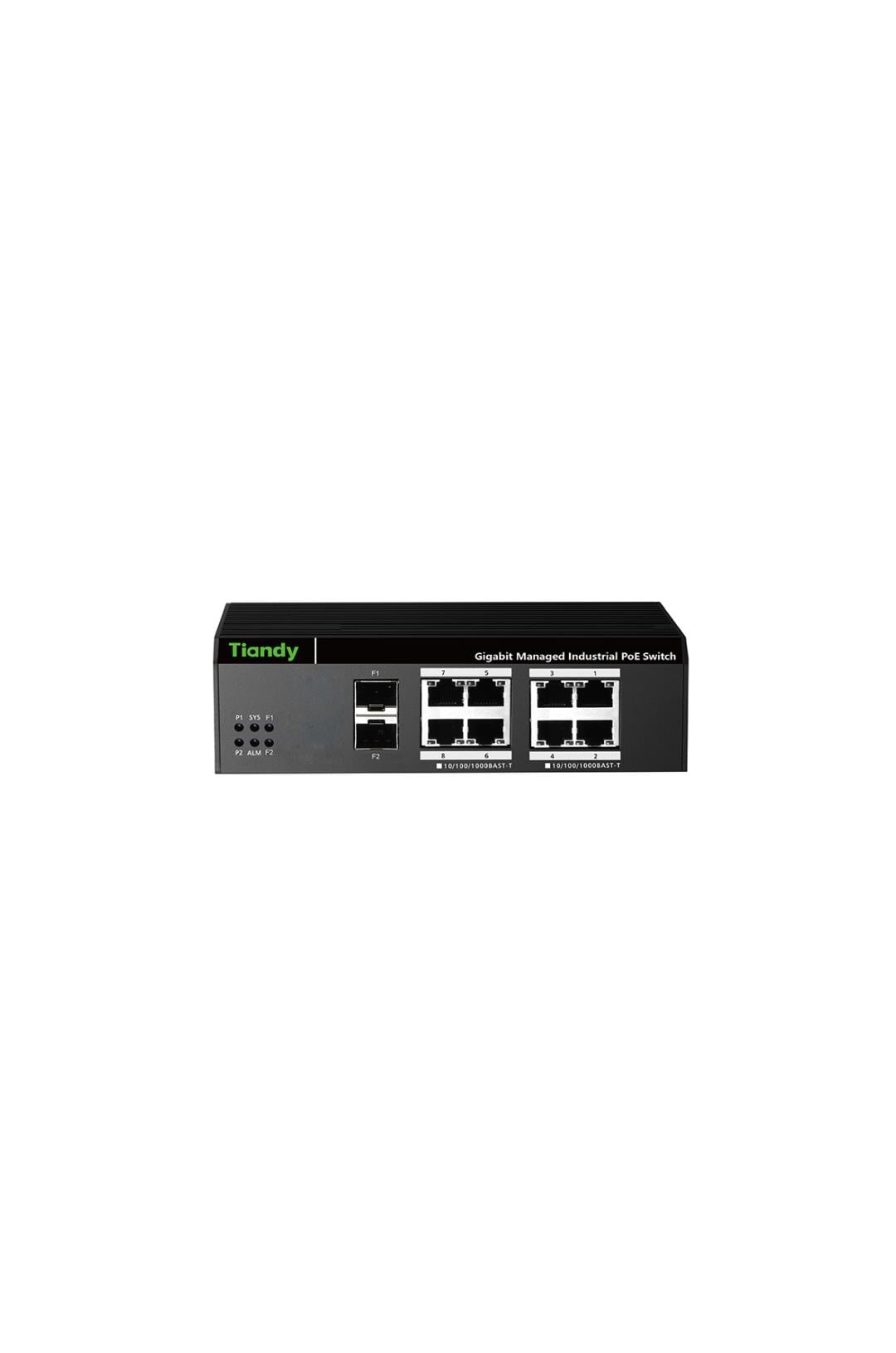TIANDY PS-END1008G-2SFP 8 Port Gigabit Layer2 Yönetilebilir Endüstriyel AI POE switch ( 8G+2 SFP )
