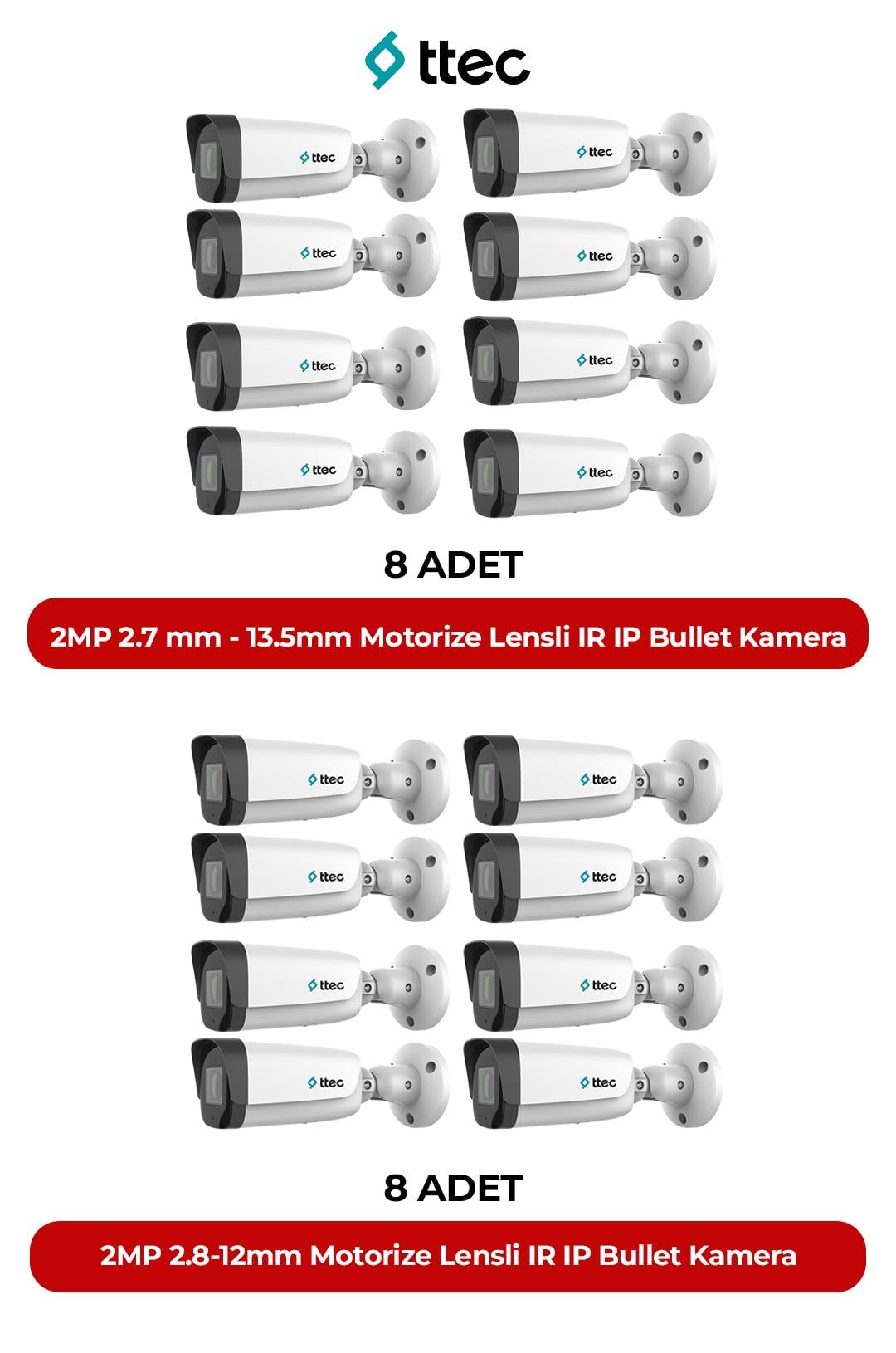 TTEC  IPBM-2380L-WMASZ/S 16 Adet Ip Kamera Paket 