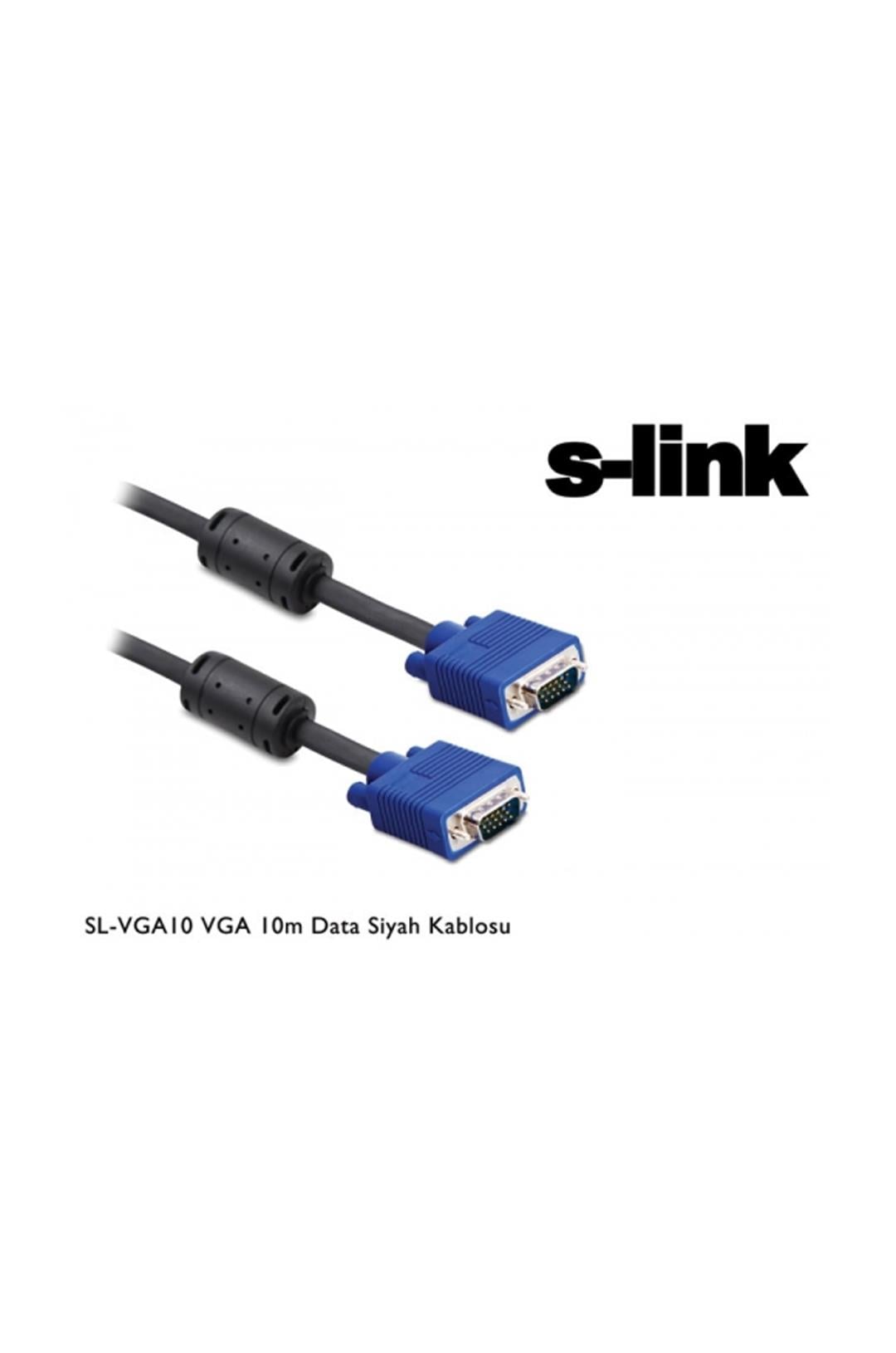 S-LINK SL-VGA10, 15Pin, İki Ucu Erkek, 10mt, Vga Kablosu  