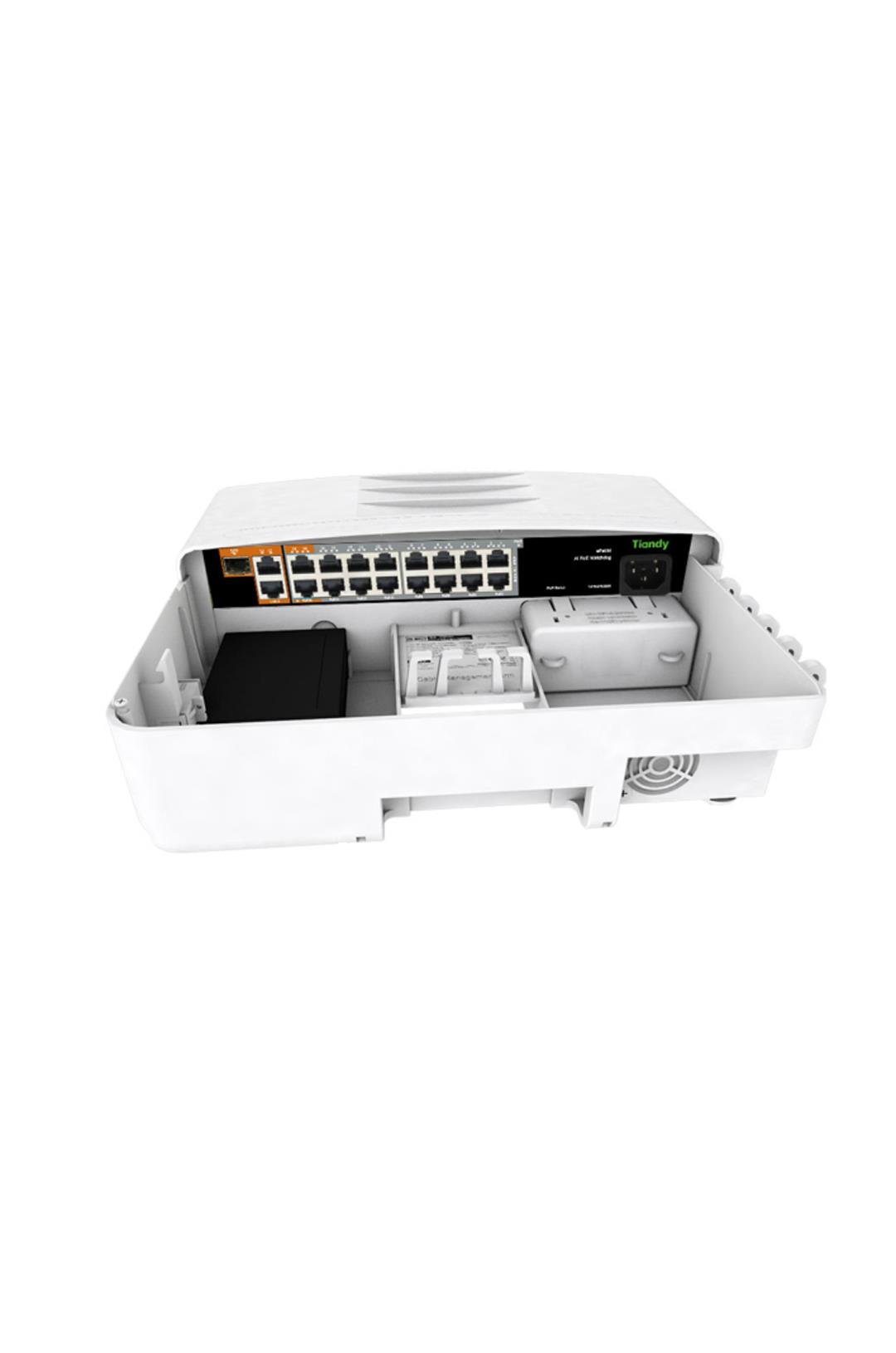 TIANDY HPS-3014E2G-2G1SFP 16 Port Yönetilmeyen Dış ortam Su geçirmez AI POE Switch  ( 14E+2G+2G+1SFP )