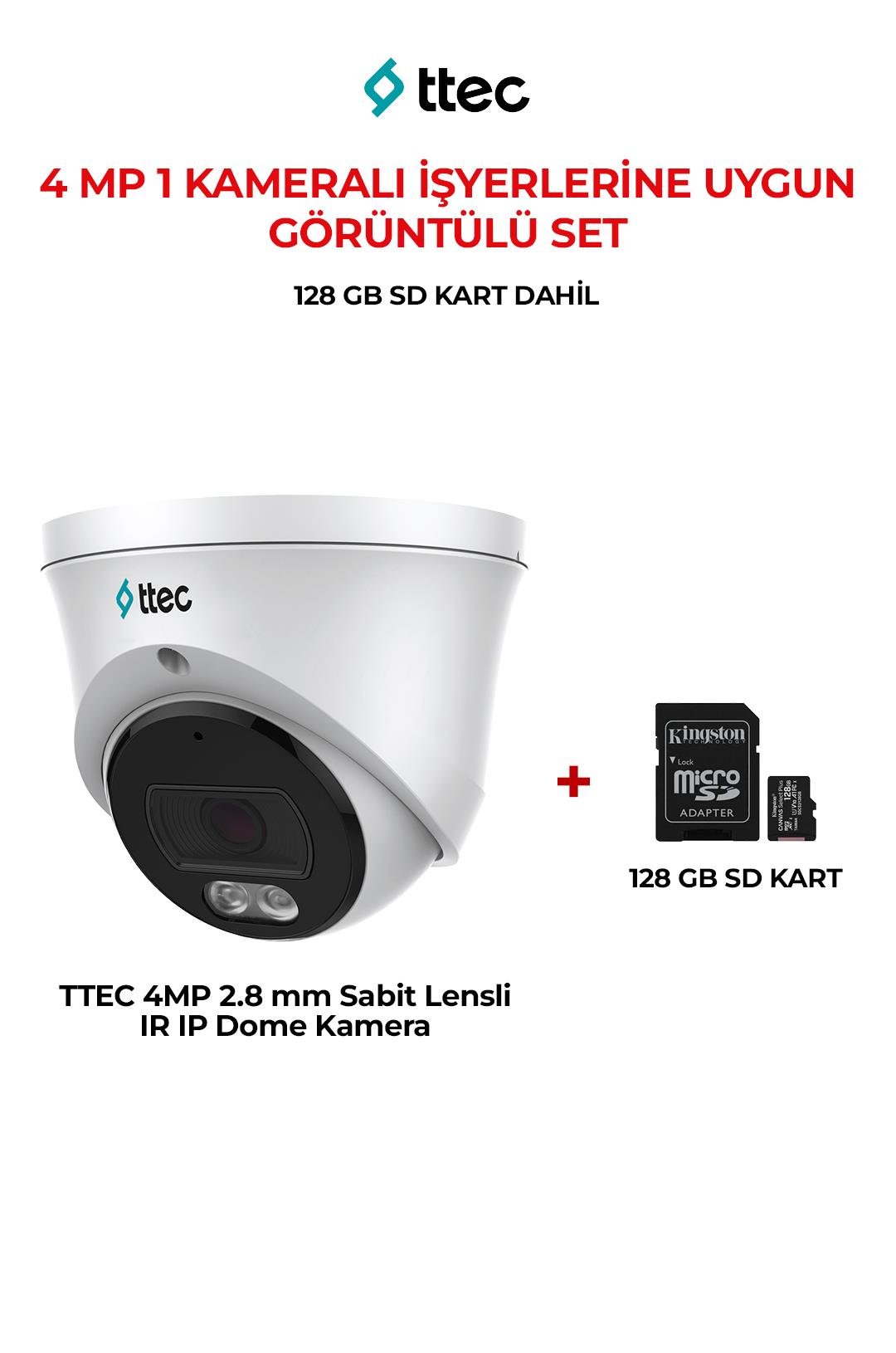 TTEC IPDP-4330M-WMS/SL 4mp 1 Kameralı İşyerlerine Uygun Görüntülü Set