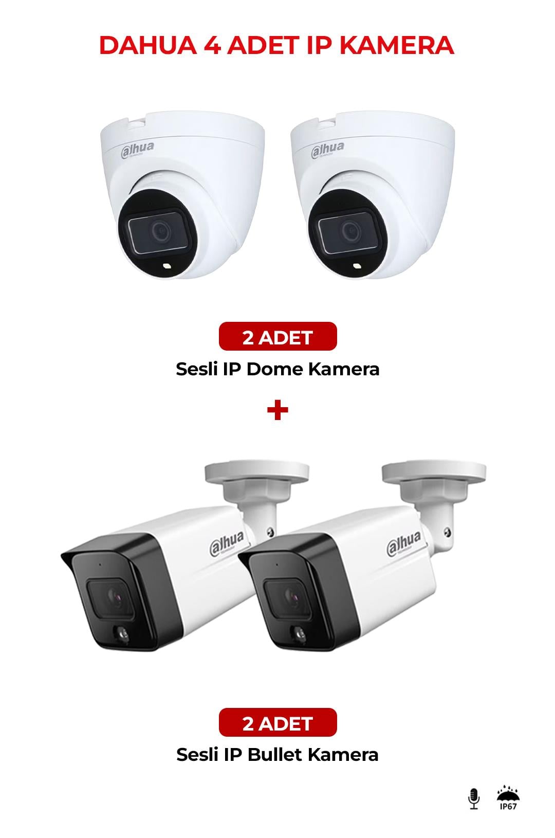 DAHUA IPC-HFW1230TC-SA 4 Adet Ip Kamera Paket