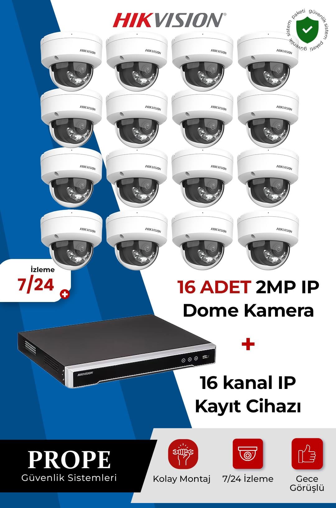 HIKVISION DS-2CD1121G2-LIUF 16 Kameralı Ip Sistem Paketi