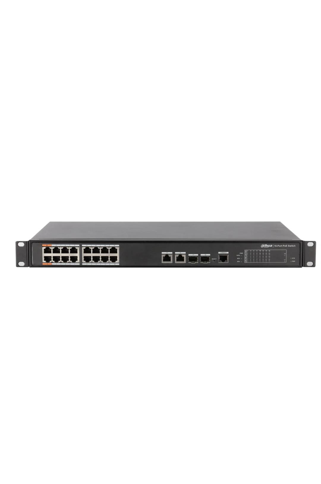 DAHUA PFS4218-16ET-240-V3 16 Kanal Yönetilebilir PoE Switch (16FE PoE +2GE Combo)
