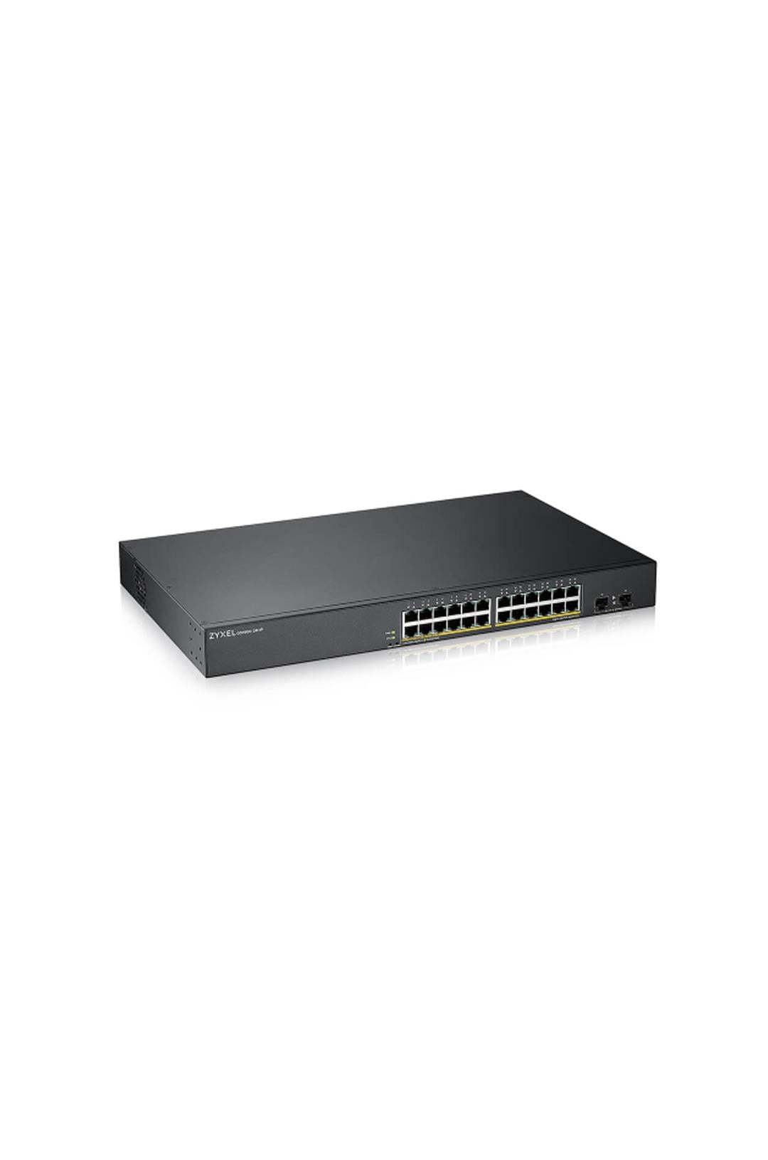 ZyXEL GS1900-24HP V2, 24 Port, GigaBit, PoE 170W, 2 Port GigaBit SFP, Yönetilebilir, Rackmount Switch