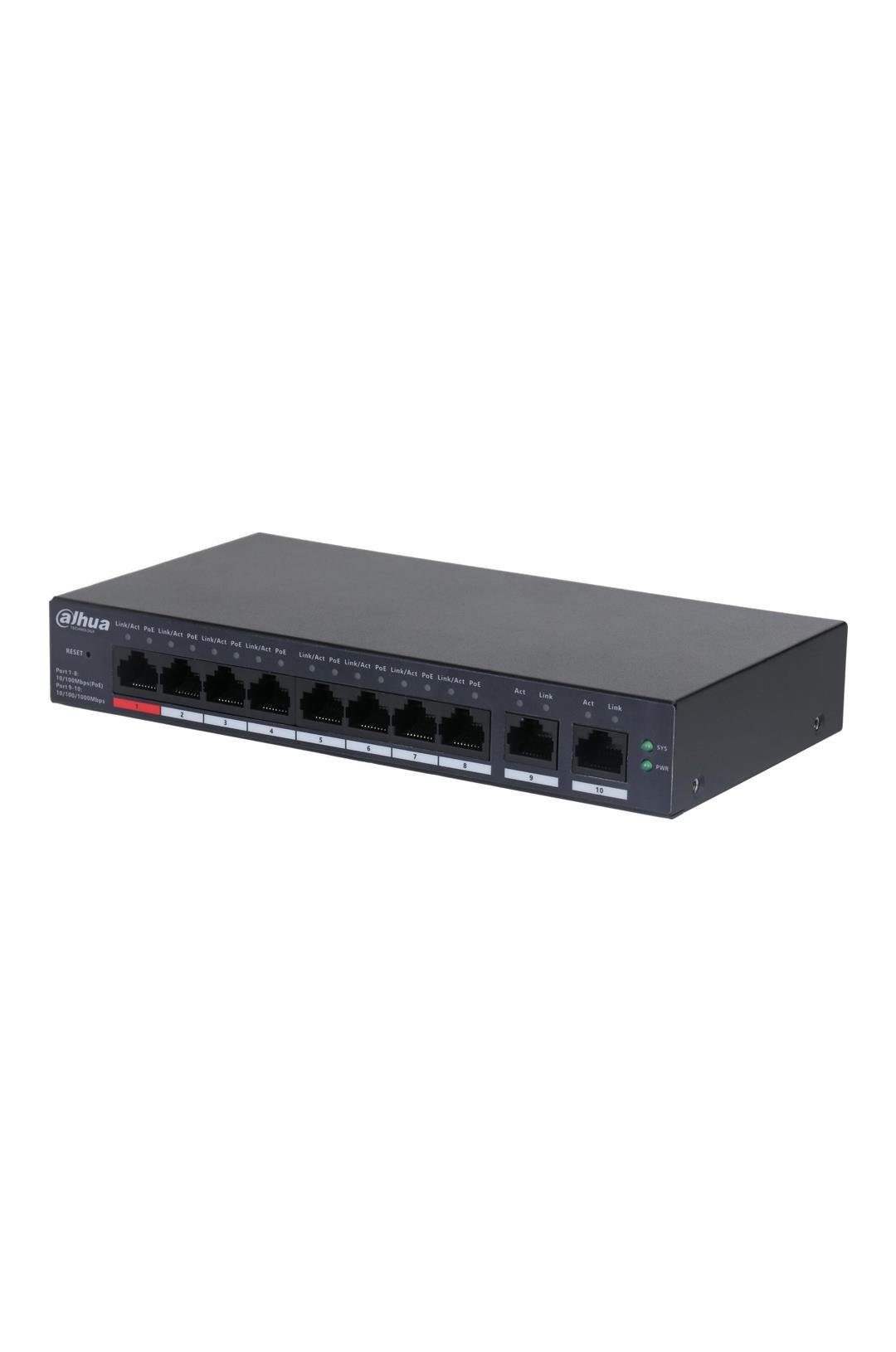 DAHUA CS4010-8ET-110 10 port yönetilen Cloud Switch ( 8FE PoE +2 GE )
