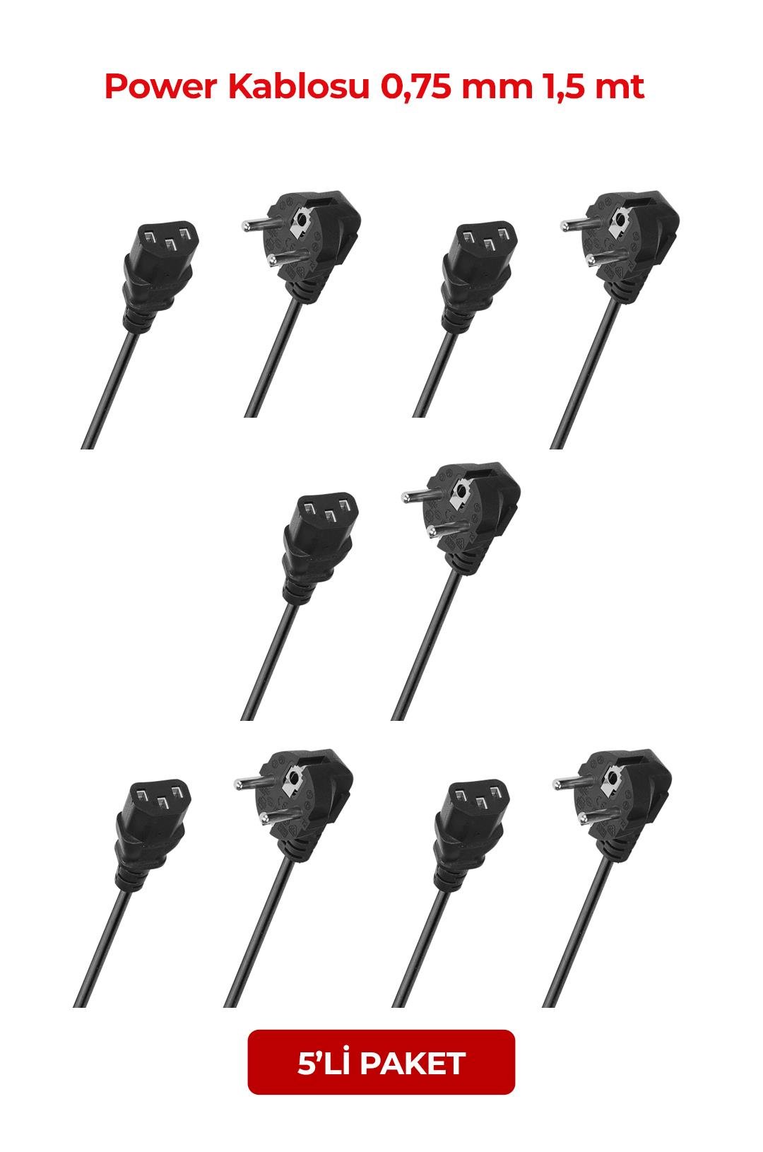 S-LINK SL-P175, Power Kablosu 0,75mm 1,5mt (5li Paket)