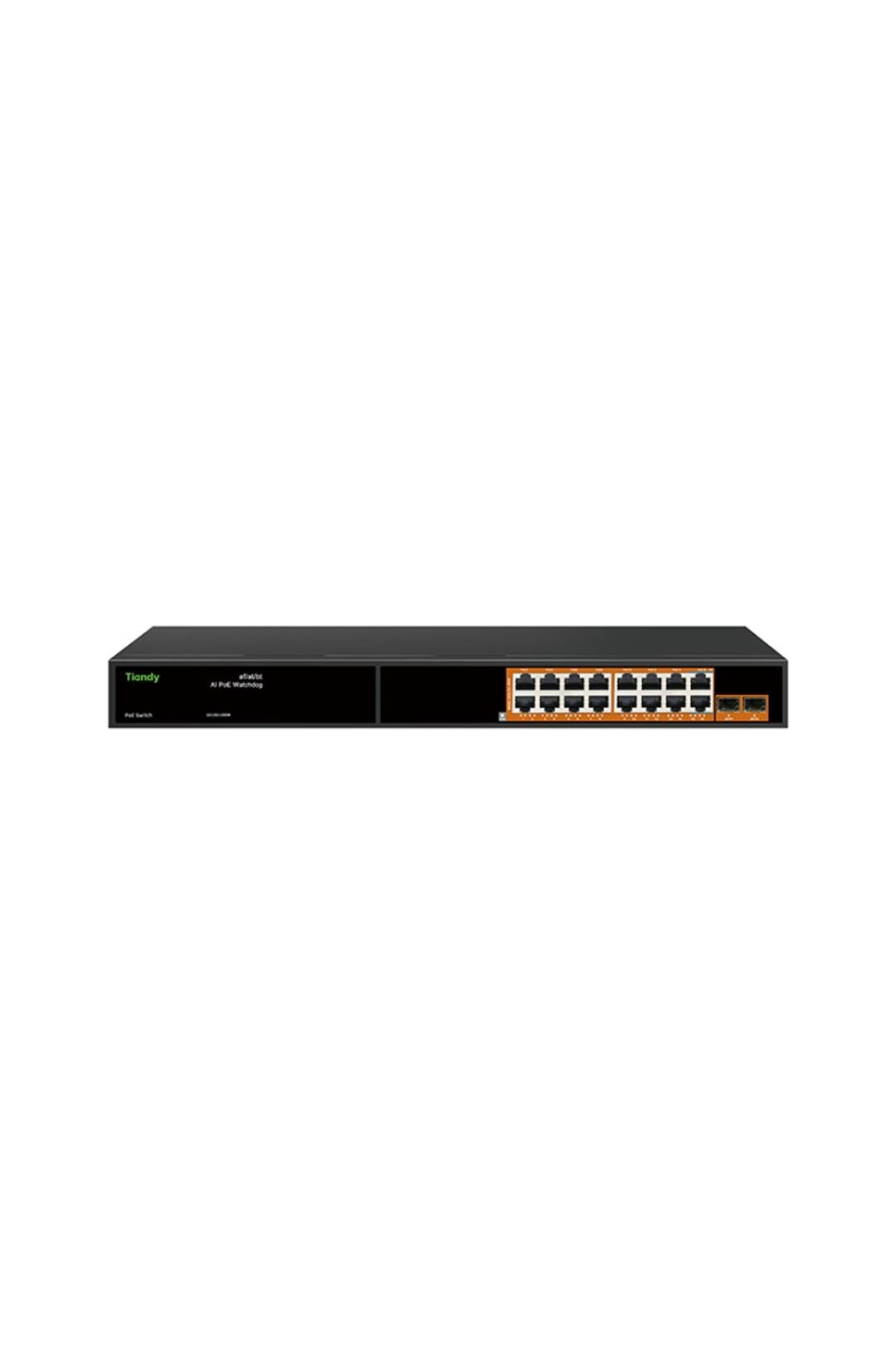 TIANDY PS-1016G-2SFP 16 Port Yönetilmeyen Gigabit AI POE Switch  ( 16G + 2 SFP )