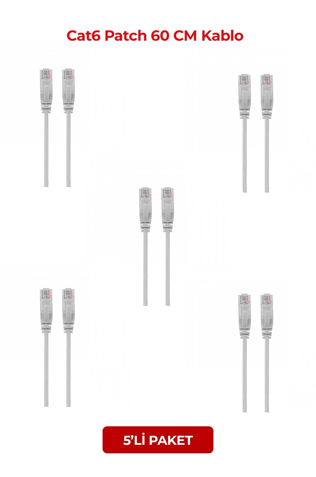 S-LINK SL-CAT605, Cat6, Patch, 5Mt, Kablo (Gri) (5li Paket)