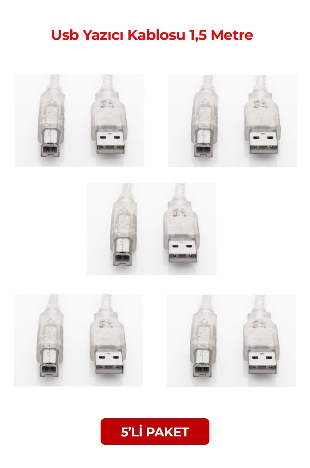 S-LINK SL-U2015 Usb Yazıcı Kablosu 1,5 Metre (5li Paket)