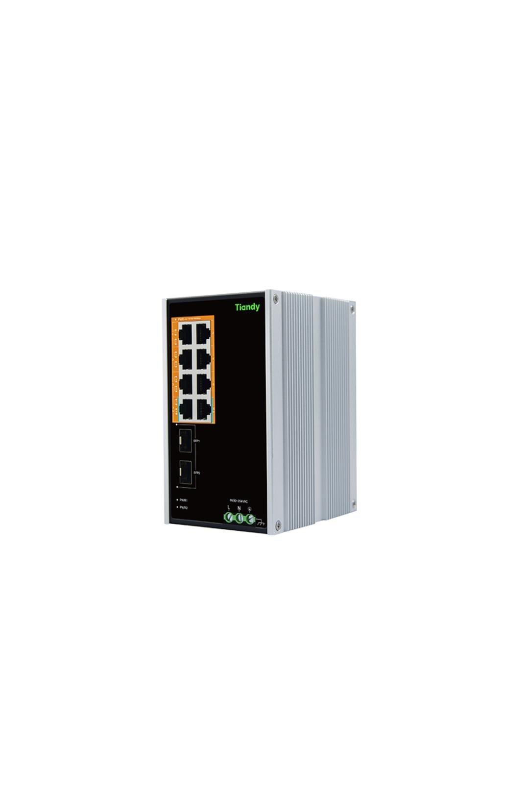 TIANDY EPS-PW1008G-2SFP Endüstriyel 8 Kanal Gigabit Yönetilmeyen PoE Switch ( 8G+2 SFP ) Adaptör içinde