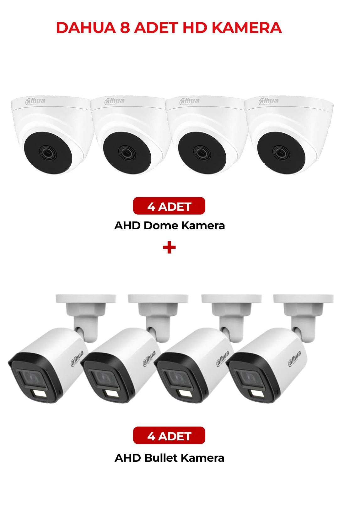 DAHUA HAC-T1A21P-U 8 Adet Hd Kamera Paket