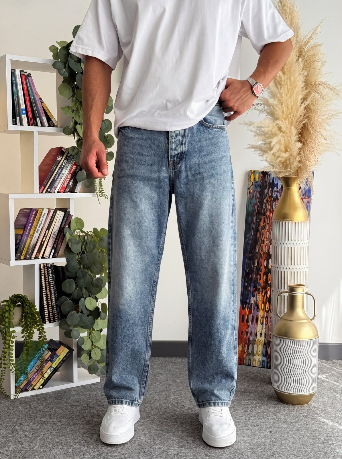 Baggy Kalıp Kot Pantolon Jeans Açık Mavi