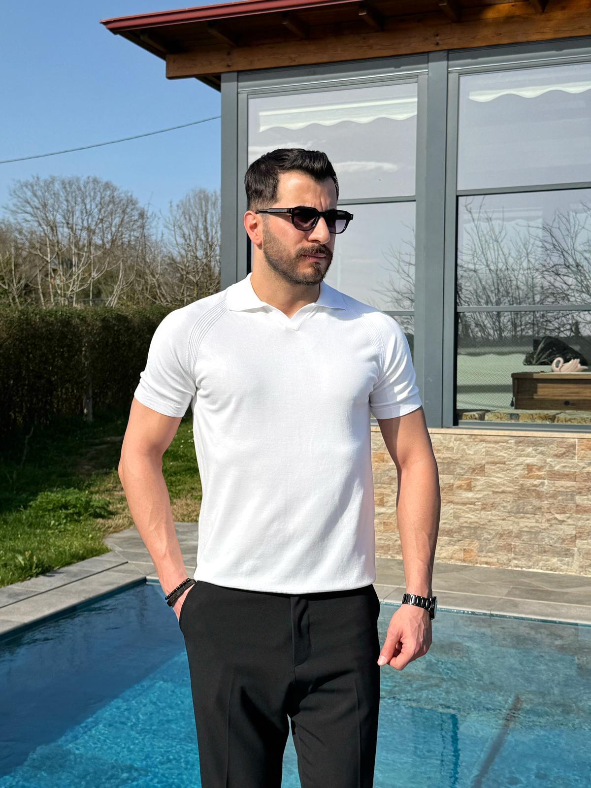 Beyaz Monaco Triko Polo T-Shirt