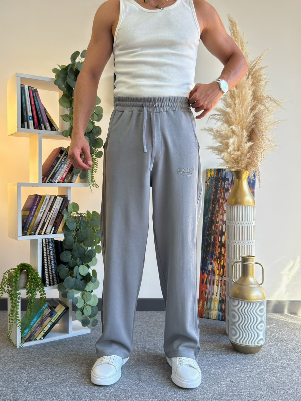 Gri Çizgi Detaylı Baggy Eşofman