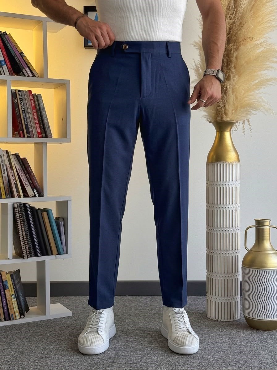 Lacivert Regular Kesim Kumaş Pantolon