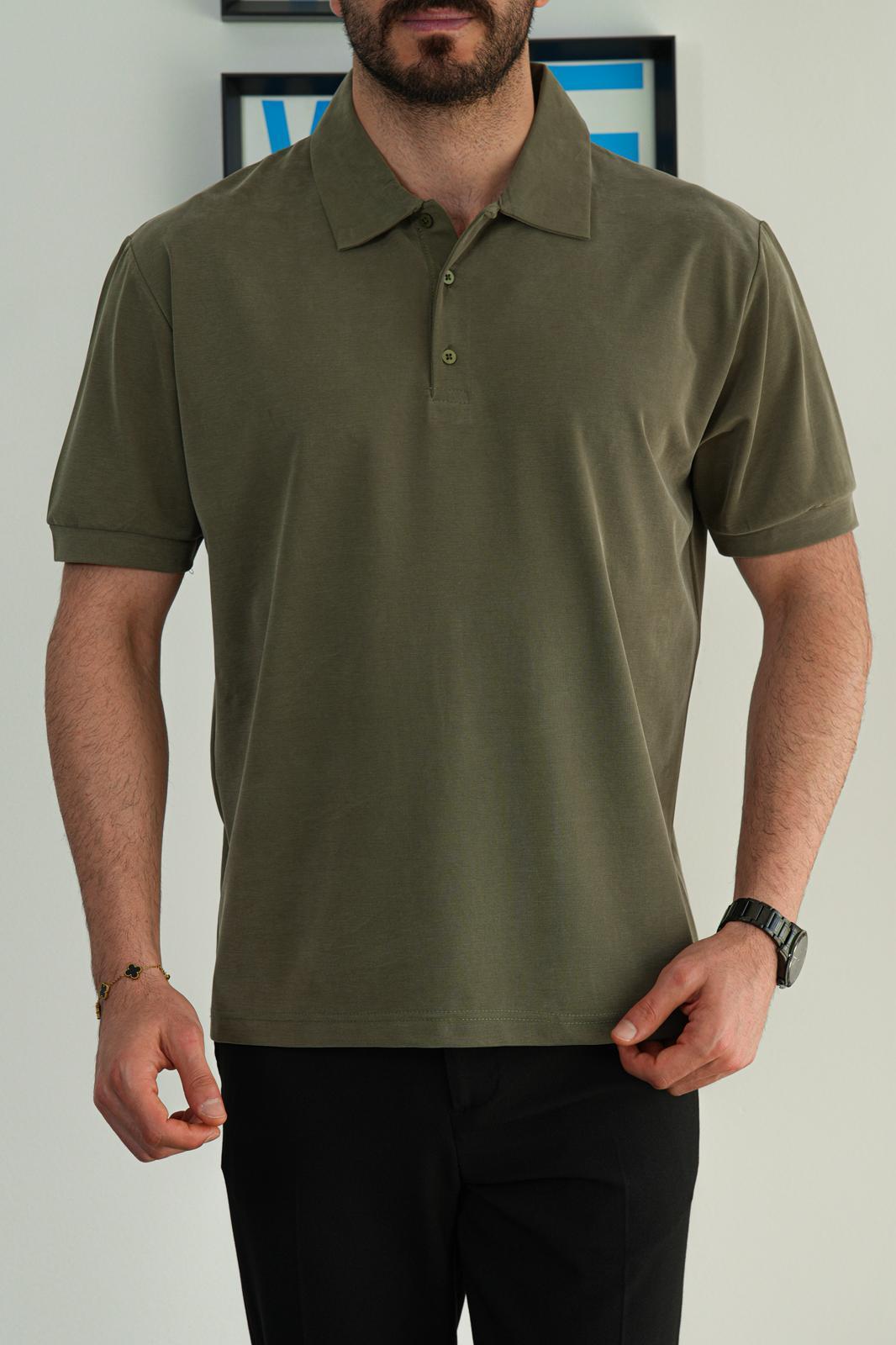 Yeşil Yazlık Osyho Kumaş Likralı Tam Kalıp Polo T-Shirt