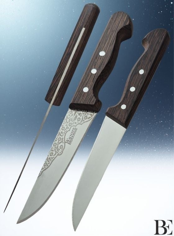 BeKnife Bemiral Bıçak No.0 12 cm 10121.12 Wenge Saplı İşlemeli Kasap Bıçağı 30mm X 120mm X 2.5mm