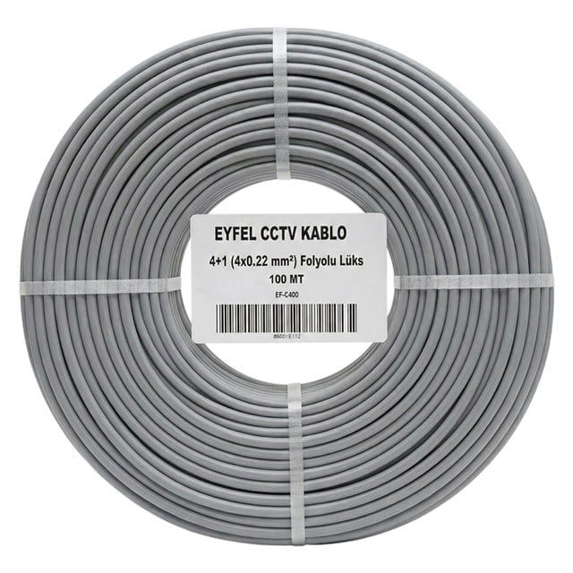 Eyfel EF-C400 2x0.22mm Folyolu 100 Metre CCTV Kamera Kablosu