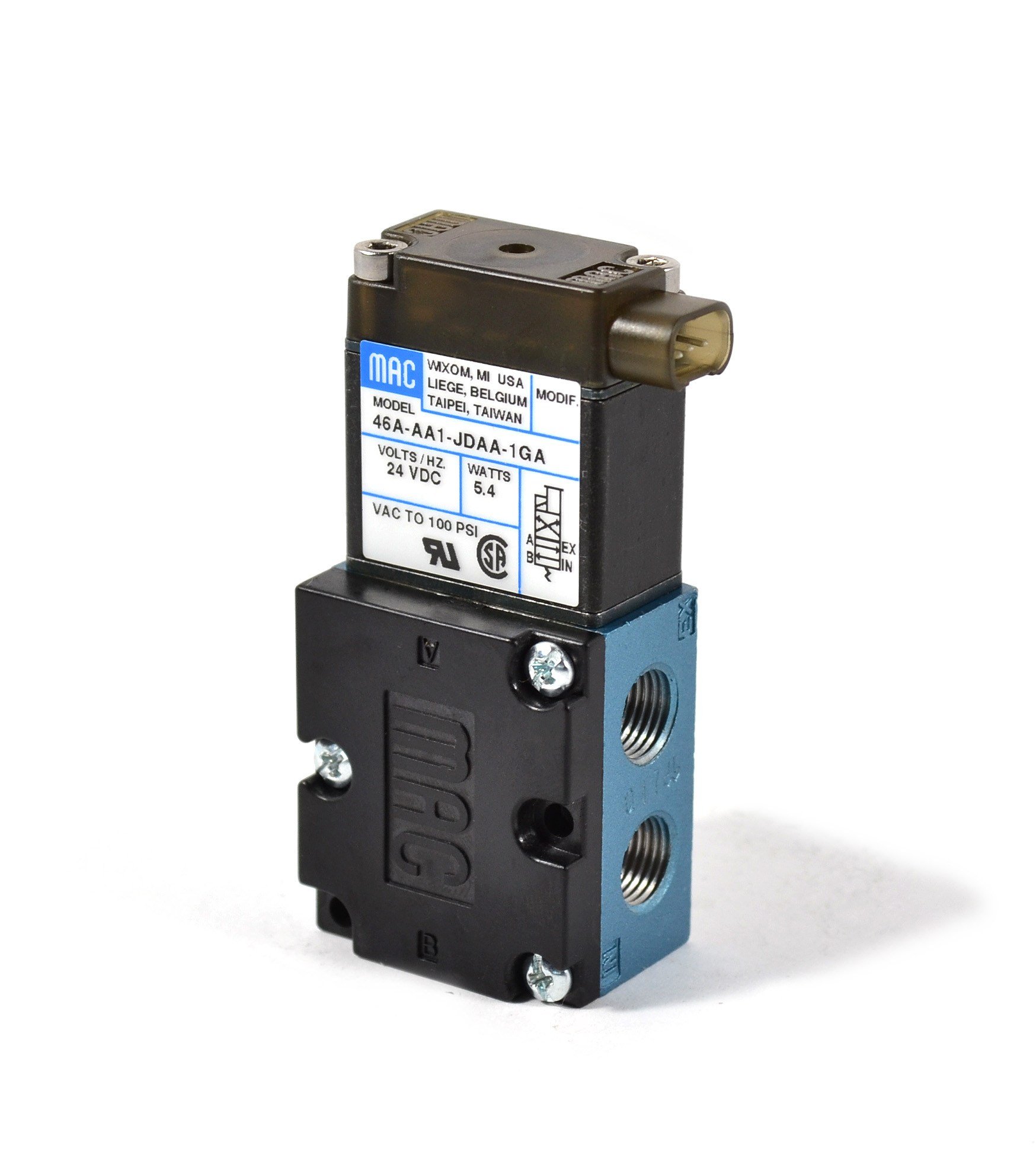 MAC Valves 46A-AC2-JDA0-1KF Pnömatik Solenoid Valf (24VDC, 1/8